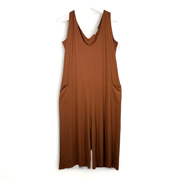 Double Take Wide Leg Jumpsuit Women's Plus Size 3XL Surplice Pockets Sleeveless - Picture 1 of 11